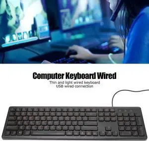 Chinese Keyboard, 108 Keys USB Wired Comfortable Hand Feel Low Noise Bilingual Chinese English Keyboard for Home and Office