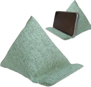 WARMTONE Bean Bag Pillows Pack-2 Phone Holder Soft Fabric Handmade Cell Phone Stand for Desk, Cushion Pad Universal Fit for All Smartphones, Mini Tablets, Green