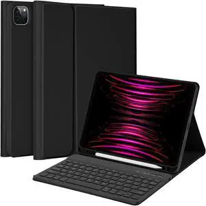 MMK for iPad Pro 11 inch 4th 3rd Gen Case with Keyboard, for iPad Air 5th 4th 10.9 inch & iPad Air 11 inch (M2) 2024 Keyboard Case, Detachable Bluetooth Keyboard with Pencil Holder - Black