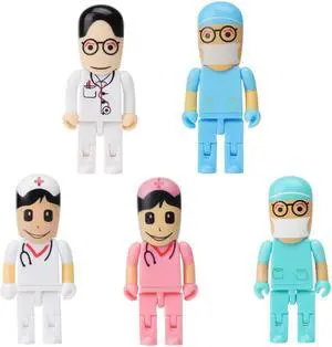 Leizhan 5 x 8GB Cute USB Flash Drive, Doctors Nurses Memory Stick Drive Pendrive Gift for Kids, Teacher, Friends