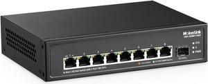 MokerLink 8 Port 2.5G PoE Switch with 10G SFP+ Slot, 8 x 2.5G Base-T Ports Compatible with 10/100/1000Mbps, IEEE8023af/at PoE 120W, Metal Unmanaged Fanless Small Network Switch