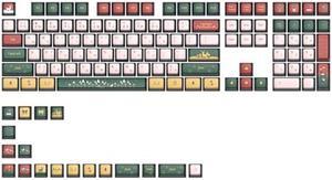 MOLGRIA PBT Pudding Christmas Keycaps 129 Set, Custom ASA Profile 4-Side Dark Transparent Key Caps for 60/75/98 Percent Cherry MX Switch RGB Backlit Mechanical Gaming Keyboard ANSI Layout(Black)
