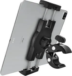 woleyi Spinning Bike Tablet Mount Holder, Indoor Stationary Exercise Bikes Tablet Clamp, Gym Treadmill Elliptical Handlebar Clamp for iPad Pro/Air/Mini, Galaxy Tab/Z Fold, iPhone, Fire, 4-13" Devices