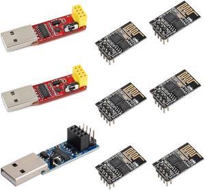 2pcs USB to ESP-01 CH340G Programmer + 1pc ESP Prog V1.0 USB to ESP8266 CH340C Programmer Downloader Module + 6pcs ESP-01S 4MB WiFi Wireless Serial Transceiver Module