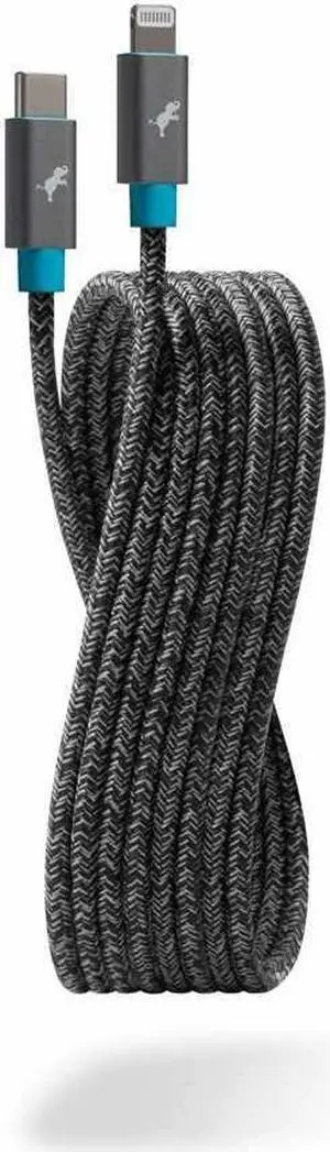Nimble PowerKnit USB-C to Lightning Charging Cable (3M, MFi Certified, Durable Flex Fabric) for iPhone, iPad, and AirPods, Made from Recycled Plastic and Aluminum