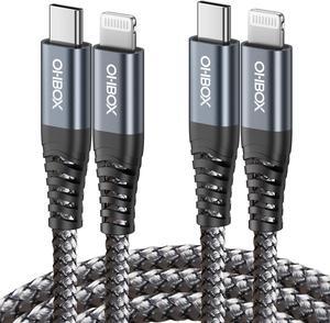 ohbox 2 Pack 6ft USB C to iPhone Cable + 2Pack 10ft USB C to Lightning Cable Compatible with iPhone 13 12 11 Pro Max XS XR X 8 7 6S 6 Plus SE