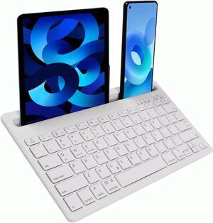 Tablet Keyboard Rechargeable, Multi-Device Bluetooth Keyboard for iPad/Tablet/Phone/Computer, Wireless Keyboard, Quiet Bluetooth Keyboard for Tablet, Compatible with Android iOS Windows -White