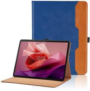 Case for Lenovo Tab P12/Xiaoxin Pad Pro 12.7 Inch 2023 (TB370FU) - PU Leather Business Folio Case with Pocket, Auto Wake/Sleep Smart Tablet Cover,Blue