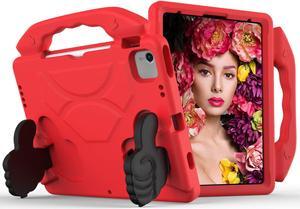 SaharaCase Shock KidProof Case for Apple iPad Air 10.9" (4th Generation 2020 and 5th Generation 2022) [Shockproof Bumper] Rugged Protection Antislip Grip Handle Kickstand (Red)