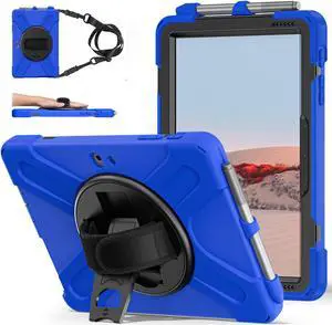 ZenRich Rugged Case for Surface Go 4 (2023)/Surface Go 3 (2021)/ Surface Go 2 (2020), Surface Go (2018) with Pen Holder Heavy Duty Shockproof Case with Stand Hand Strap and Shoulder Belt-Blue ZenRich Rugged Case for Surface Go 4 (2023)/Surface Go 3 (2021)/ Surface Go 2 (2020), Surface Go (2018) with Pen Holder Heavy Duty Shockproof Case with Stand Hand Strap and Shoulder Belt-Blue