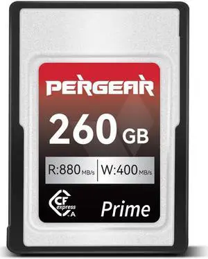 PERGEAR Professional 260GB CFexpress Type A Memory Card, Up to 880MB/s Read Speed & 900MB/s Write Speed for 4K 120P,8K 30P Recording Video/Photo, Compatible for Sony Alpha Sony FX Cameras