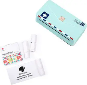 Phomemo M04AS Mini Printer with 80mm White Adhesive Paper Bundle