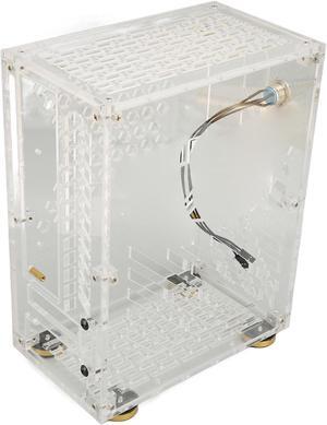 Mini ITX Case, Mini PC Case with Clear Acrylic Panel, 360 Degree Cooling, 4.3L Capacity, Cushioning Foot PadsComputer Cases for Flex 1U Power 170x170mm 2.5in SSD, Micro ITX PC