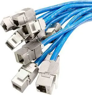 ZOERAX 12 Pcs Cat6a Cat7 Keystone Jack Cat7 RJ45 STP Tool-Less Type Zinc Alloy Module Jacks Adapter Coupler for 22 to 26 AWG Solid or Stranded S/FTP Ethernet Cable
