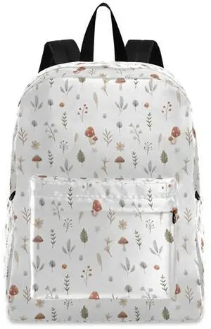 ZzWwR Beautiful Forest Mushroom Leaves Casual Polyester Laptop Backpack Large Daypack for Business Sport Travel School Bookbags