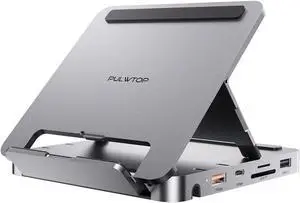 USB C Hub for iPad Pro, PULWTOP Docking Station for iPad M4, 4K@60Hz HDMI, 100W PD Aluminum Hub with SSD Enclosure, Stand Dock for i-Pad Mini 6th Gen, No Support Lightning Port