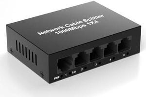 RJ45 Ethernet Splitter High Speed 1 to 4 Out, 1000Mbps Internet Switch for Cat 5/5e/6/7/8, LAN Network Splitter Ethernet Hub 4 Port Gigabit Support 4 Devices Share The Internet at The Same Time
