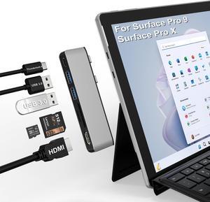 Surface Pro 9 Accessories, Surface Pro 9 Hub Docking Station with 4K HDMI, USB-C Thunderbolt 4 (Display+Data+PD Charging), USB 3.0 * 2, SD TF Card Slot, Triple Display for Microsoft Surface Pro 9/X