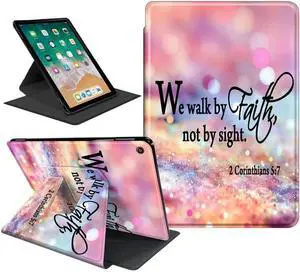 Case for Kindle Fire HD 10 Tablet Case (13th Generation,2023 Released),360 Degree Rotating Folio Stand Leather Smart Cover for Amazon Fire HD 10 13th Gen 10.1"-we Walk by Faith Pink Purple