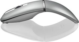 Arc Bluetooth Mouse, Ultra-Slim Rechargeable Rotating Wireless Curved Mouse, Dual Mode (BT5.0/3.0+2.4G), Portable Travel Mouse for Laptop, PC, Mac, iPad, Tablet, Chromebook - Silver (Non Folding)