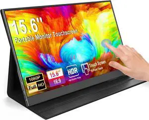 aimuonos 15.6inch Portable Monitor Touchscreen,Laptop Monitors Touch Screen FHD HDR Plug&Play USB-C HDMI Gaming IPS Display Travel External Screen for PC,Tablet,Xbox,PS3/4/5