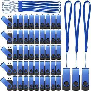 Aoriher 50 Pack USB 2.0 Flash Drives Bulk, Portable USB Thumb Drives with Lanyards, Swivel Flash Drives Thumb Drives for Office School Data Storage (128MB)