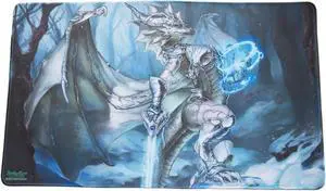 Silver Dragon Nashia Mist Across Snow Fantasy Art TCG Card Gaming Mouse Pad Mat