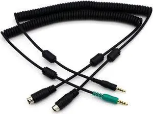 Digirig 24" Coiled Cables for Kenwood TM-V71, TM-D710 - Black Audio & RS-232 Serial CAT Cables (1 Kit of 2)