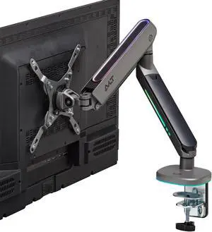 AVLT Single 27-45 RGB Gaming Monitor Arm Desk Mount Built-in 20 Lighting Modes Touch Button Control Fits Flat/Curved/Ultrawide Screens Height Swivel Tilt Rotation Adjustable Stand -Dark Gray