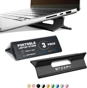 Steepy Adjustable Laptop Stand for Desk - 3 Heights Computer Stand for Laptop - Laptop Desk Stand - Laptop Riser for Desk - Portable Laptop Stand Adjustable - Laptop Stand for Desk Adjustable Height