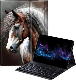 BFDHGQZC Horse Keyboard Case for Samsung Galaxy Tab S6 Lite 10.4 inch 2022 (SM-P613/P619)/2020 (SM-P610/P615),Slim Stand Protective Cover with Detachable Wireless Bluetooth Keyboard