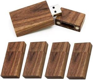 USB 3.0 Wood Flash Drives 64GB Memory Stick TATMOHIK Wood USB FLash drive High Speed Wood USB Thumb Drive Bulk Jump Drives for Digital Date Storage,Zip Drive,USB stick(5 Pack-Walnut Wood Shell