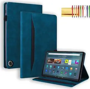 Folio Cover for  Fire Max 11 2023 (13th Generation), Techcircle PU Leather Multi-Angle Stand Flexible TPU Back Shell Protective Case with Pen Holder & Front Pocket for Fire Max 11 Tablet, Blue