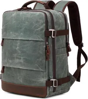 BOVIP Travel Backpack for Men Carry On Backpack Flight Approved Personal Item Backpack, 17 inch Laptop Backpack Casual Daypack Weekender Business Hiking Backpack, Dark Green