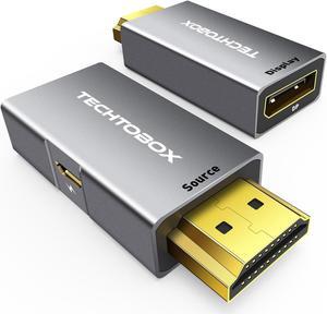 TECHTOBOX HDMI to DisplayPort Adapter 4K@60Hz [2 Pack] Active HDMI Male to DP Female Converter Not Bidirectional HDMI to Display Port for PC,Graphics Card, Laptop, Mac, PS5
