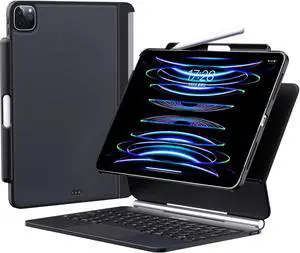 Techfish iPad Case Compatible with Magic Keyboard & Smart Keyboard Folio(Keyboard not Included), Magnetic Back Slim Cover with Pencil Holder for iPad Pro 11" 1st-4th Gen / 10.9" iPad Air 4 & 5 Black