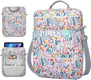 TiMOVO 9-11 Inch Tablet Sleeve Bag Carrying Case with Strap for iPad 11-inch A16 2025, iPad 10.9"/10.2" |Air 11/5th/4th Gen. 10.9", Galaxy Tab A9 Plus 11, Flowers