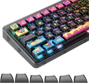 ASA Pudding Customized PBT keycaps, 120-key PBT&Dye-sub Translucent Purple keycap Set for Cherry/Gatron MX switches 60%/68/82/96/104 Gaming Mechanical Keyboards(Graffiti Black)