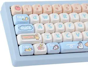 TYRIXKI PBT Keycaps 139 Keys Duck Cute Keycap Set MOA Profile Custom Keycaps Dye-Sublimation for Cherry Gateron MX Swithes 60% Mechanical Keyboards