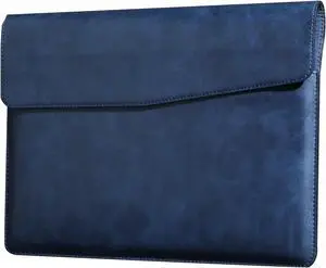 CPNVWA Leather Laptop Sleeve for MacBook Pro 14 Inch M3 M2 Pro/Max 2023 & M1 Case,Slim and Durable Waterproof Protective Bag for 14 Inch Notebook Computer Cover,Blue
