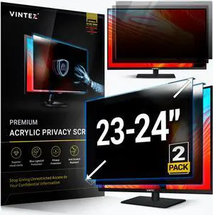 Universal 23"-24" - 23", 23.6", 23.8", 24" - 16:9/16:10 Aspect Ratio - 2 Pack - Computer Privacy Screen Filter for Widescreen Computer Monitors - 21.3"x13.5" = 541x342mm - Monitor Frame Hanging Type