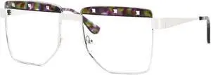 VOOGLAM Square Women's Non-Prescription Glasses with HD Clear Lenses in Two-Tone Metal Mixed Acetate Frame