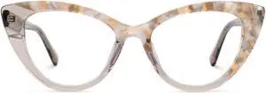 VOOGLAM Cat Eye Style Oversized Glasses Frames for Women, Patchwork Anti-blue Light Anti-glare Glasses Champagne-7703