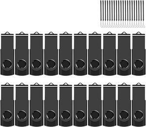 EASTBULL 4GB USB Flash Drive Bulk Thumb Drives 20 Pack with Lanyards USB 2.0 Jump Drive 4GB Memory Sticks Zip Drive PenDrive for Storage and Backup Black 20PCS 4GB