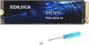 Ediloca EN705 SSD 1TB PCIe Gen4, NVMe M.2 2280, 3D NAND TLC, Up to 5000MB/s, Internal Solid State Drive, Dynamic SLC Cache, Compatible with PS5, Laptops and PC Desktops