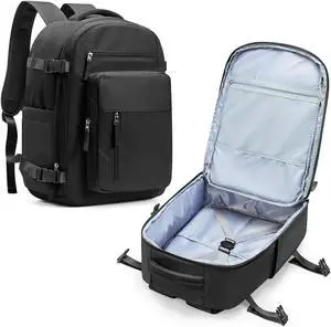 WEPOET simple Travel Backpack For Women Men Carry On Backpack For Airplanes Personal Item Travel Bag Essentials Lightweight Casual Daypack Luggage Backpack(Black)