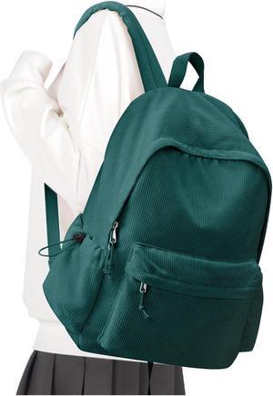 WEPOET School Backpack for Teens Boys Girls Cute Corduroy Bookbag Classic Casual High School Bag Lightweight College Backpack For Women Men(Green)