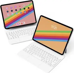 EISSCCE Magic Keyboard for iPad Pro 12.9 inch(3rd, 4th, 5th and 6th Gen), Magnetic Keyboard Case with Multi-Touch Trackpad, Floating Cantilever Stand, Backlit Wireless Keyboard (White)