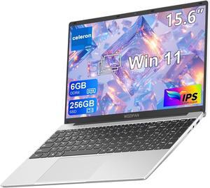 WOZIFAN 15.6 Inch Laptop Computer 6GB DDR4 256GB SSD 1920x1080 IPS Display Win 11 Laptop Celeron J4105 1.5Ghz(Up to 2.5Ghz) 4-Core Processor Notebook 2.4G+5G WiFi BT4.2 Adapter Wireless Mouse-Silver
