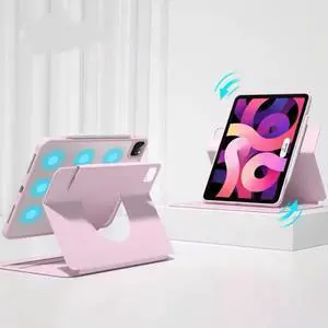Vertical Case for iPad 10th Generation 10.9 inch, Magnetic Case with Pencil Holder[(It can hold Keyboard)]  360 Rotatable Detachable Smart Cover for iPad 10th Gen 2022 (Pink)